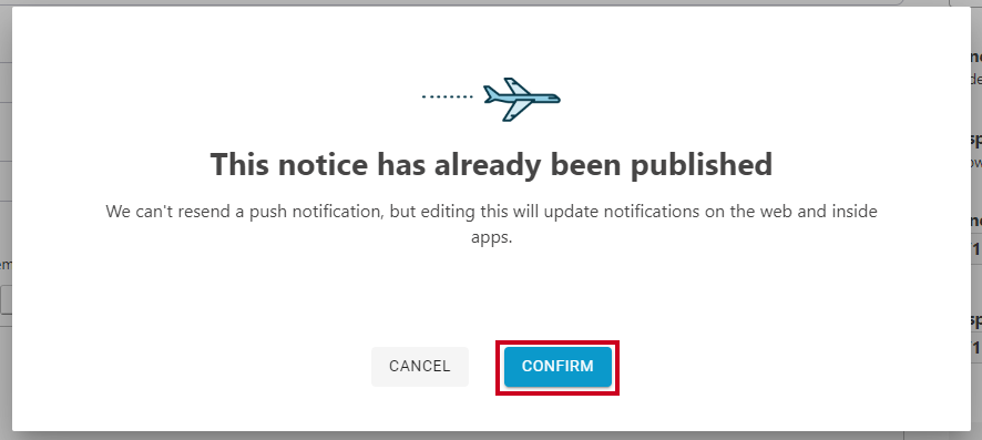 confirm notice update