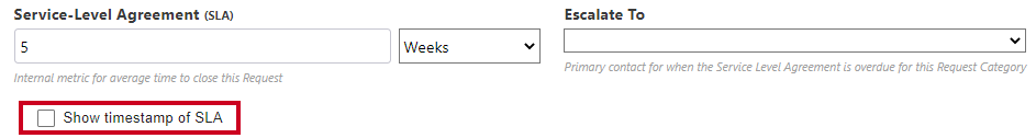 timestamp of sla checkbox
