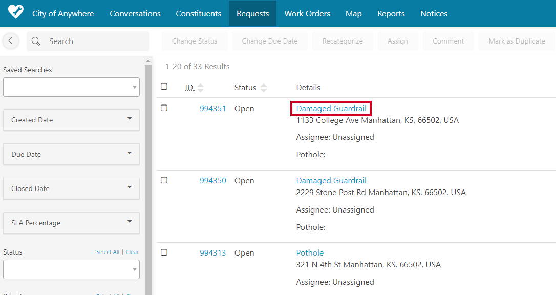 select request
