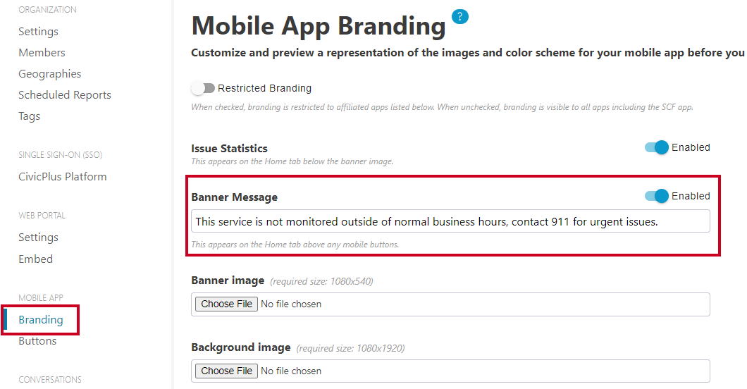 mobile app banner message