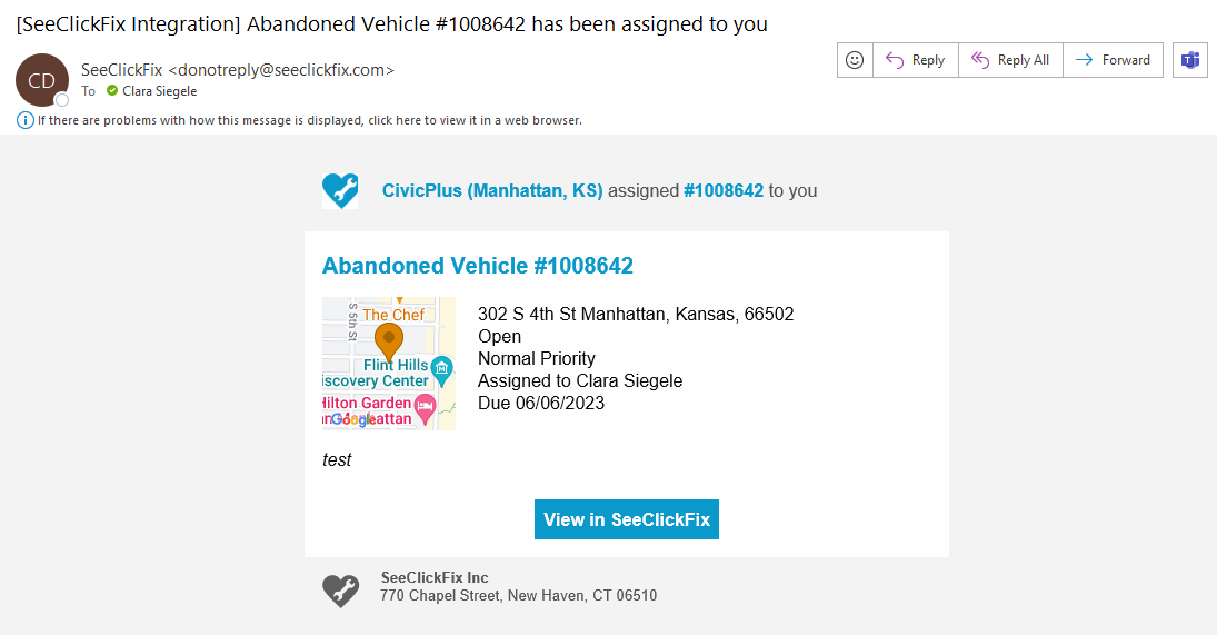 assigned email.