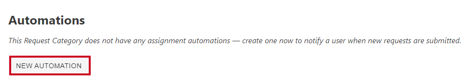 new automation button on request category page.