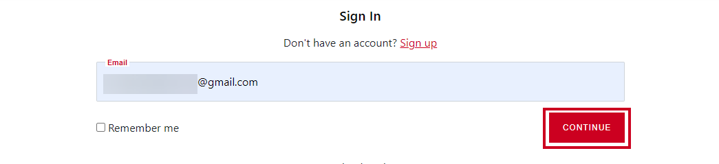 Continue button.