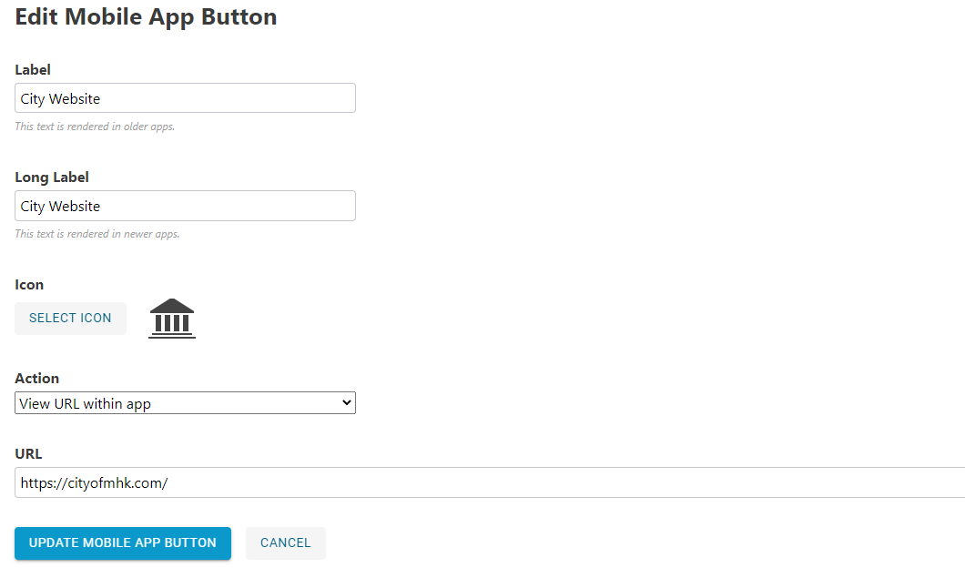 Mobile button fields.