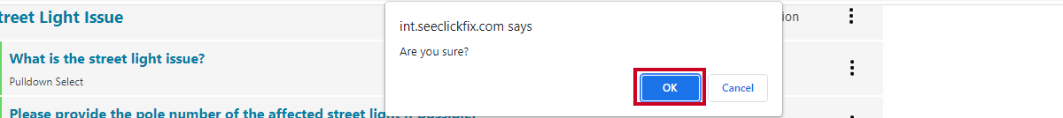 ok to delete confirmation pop-up.