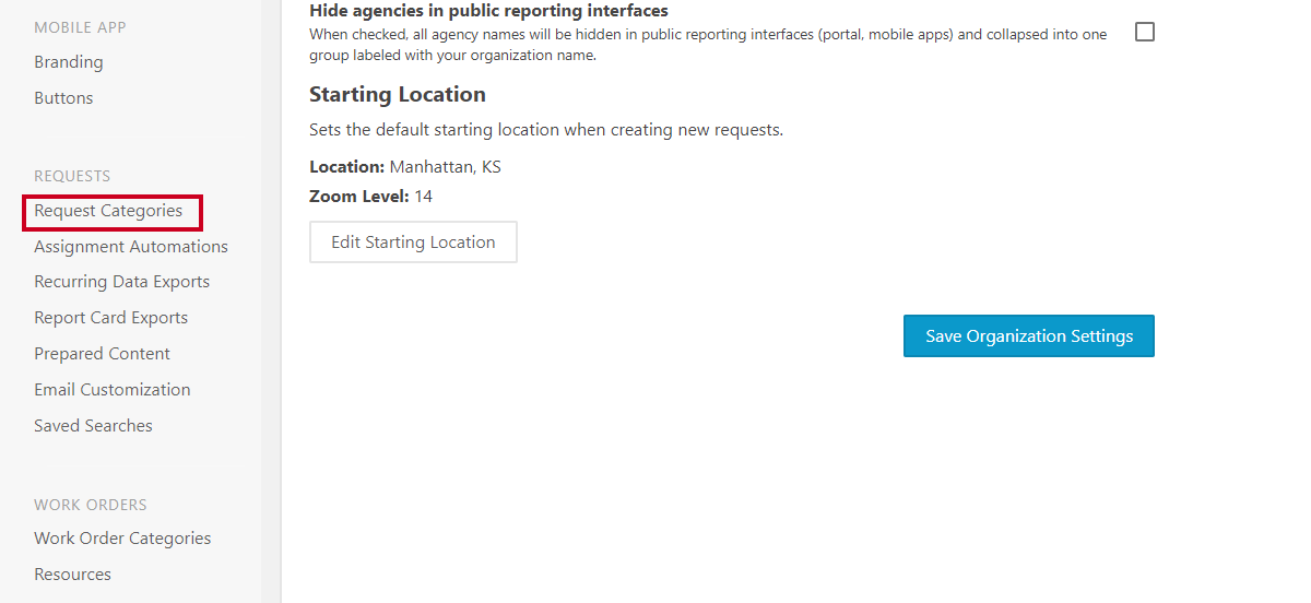 request categories tab.
