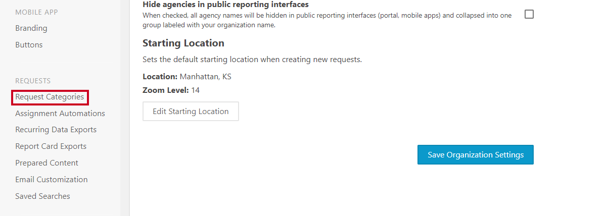 request categories tab.