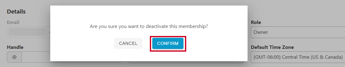 Confirm removal pop-up window.