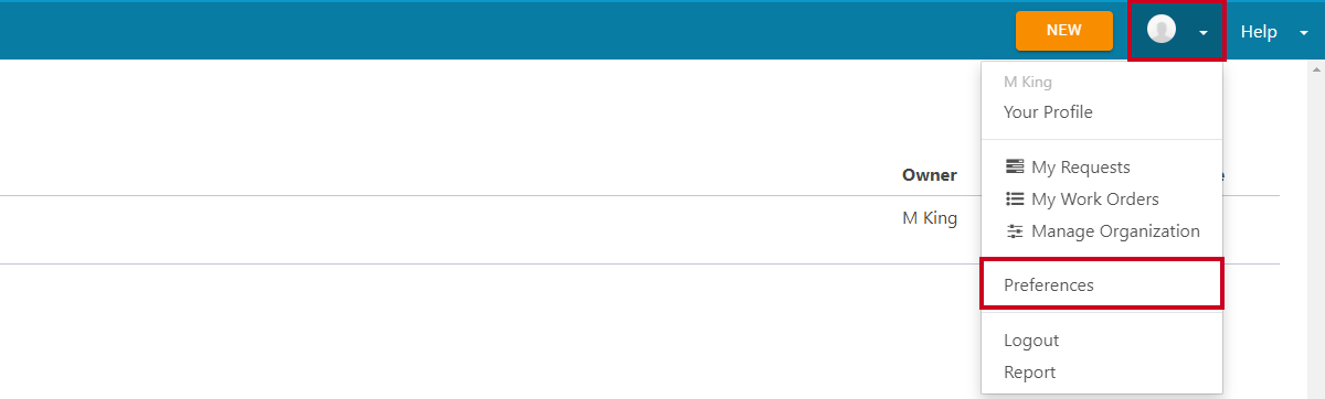 Click to expand the Profile menu and select the Preferences option.