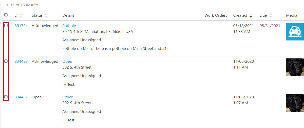 select request checkboxes.