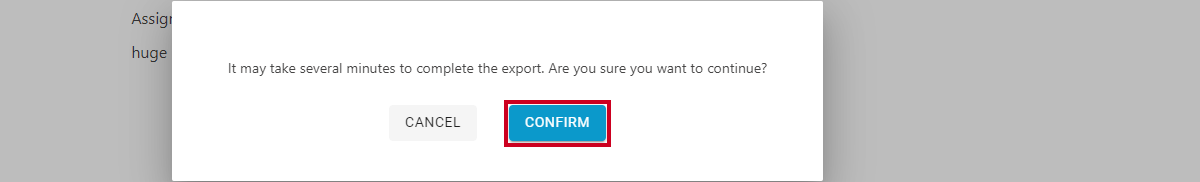 Confirm export pop-up.