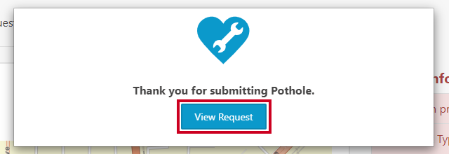 confirmation pop-up to view request