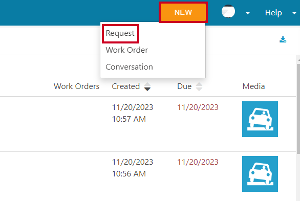 New button menu request