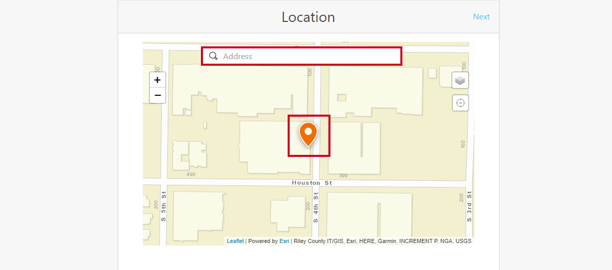 enter address or drag map marker.