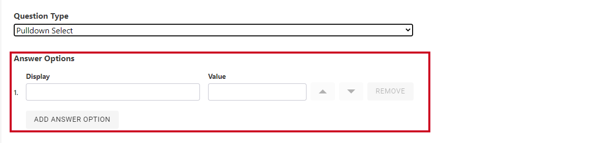 pulldown select type answer options