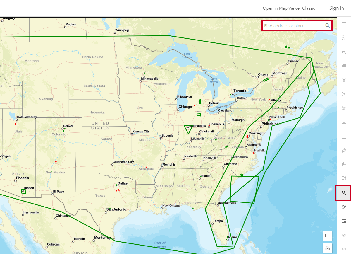 Map viewer search button and search_bar