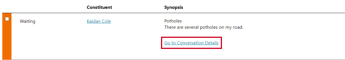 SCF Go to Conversation Details Button.