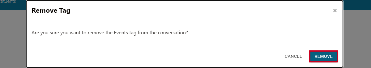 confirmation pop-up, remove button.