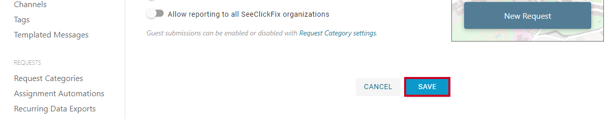 Portal settings, save button.