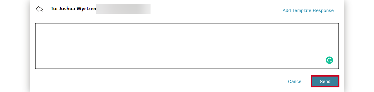 Reply window, send button.