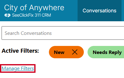 manage filters button.
