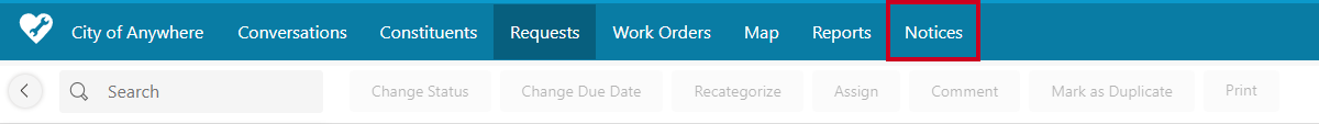 notices tab.