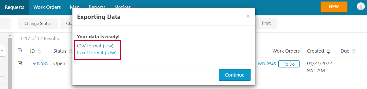 Select export format.