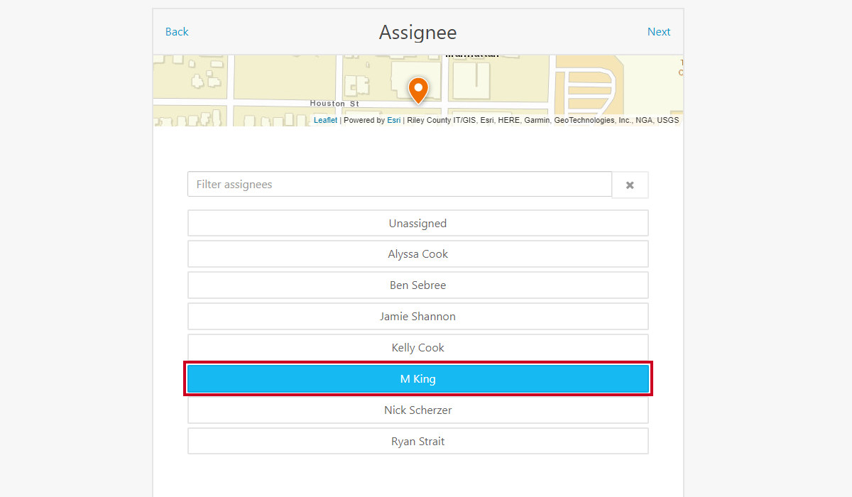 Assignee Selection Option.