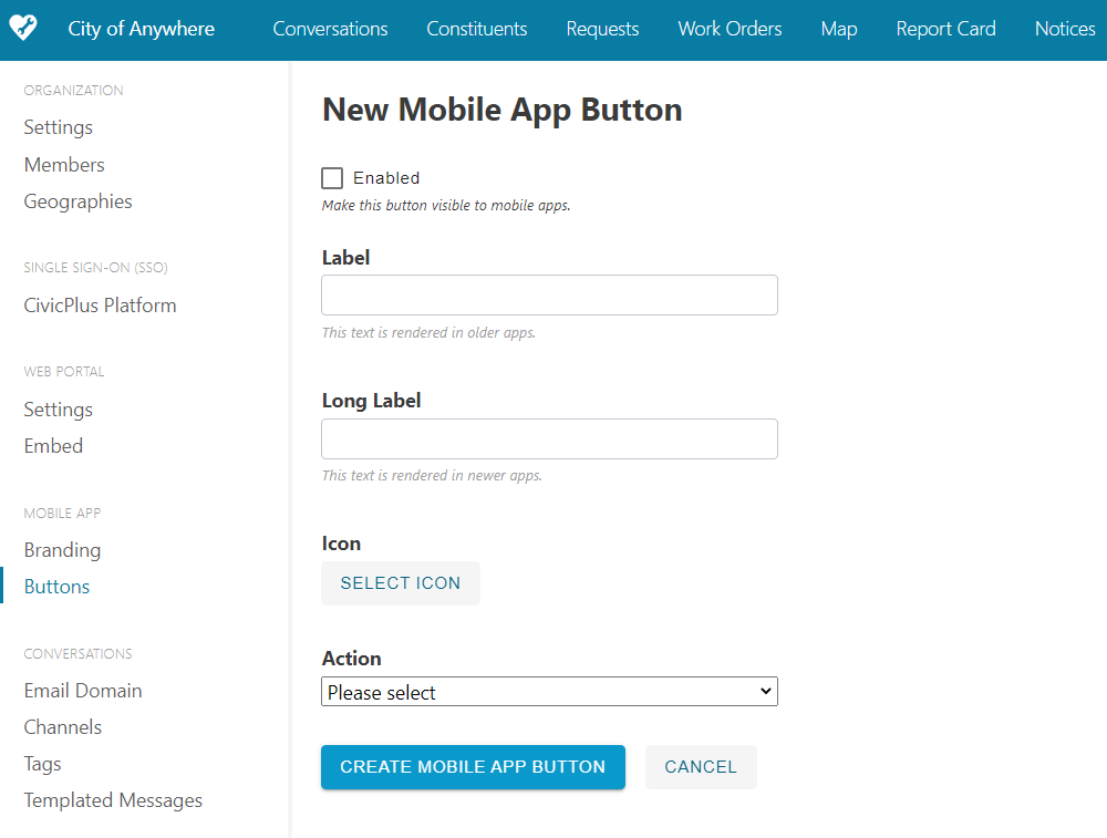 New mobile button template.