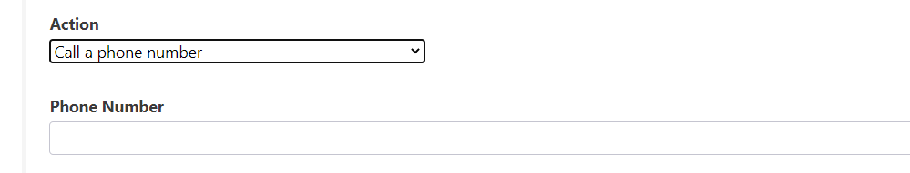 Call a phone number dropdown option.